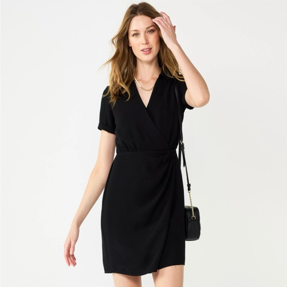 Nine West Black Mini Wrap Dress